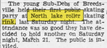 North Lake Roller Rink - Mar 13 1942 Article (newer photo)